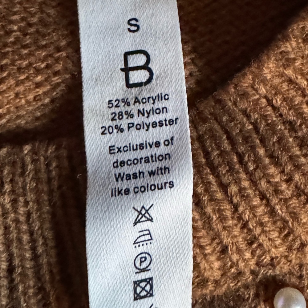 Brown/tan Pearl-Embellished Women's Sweater - Picture 6 of 6